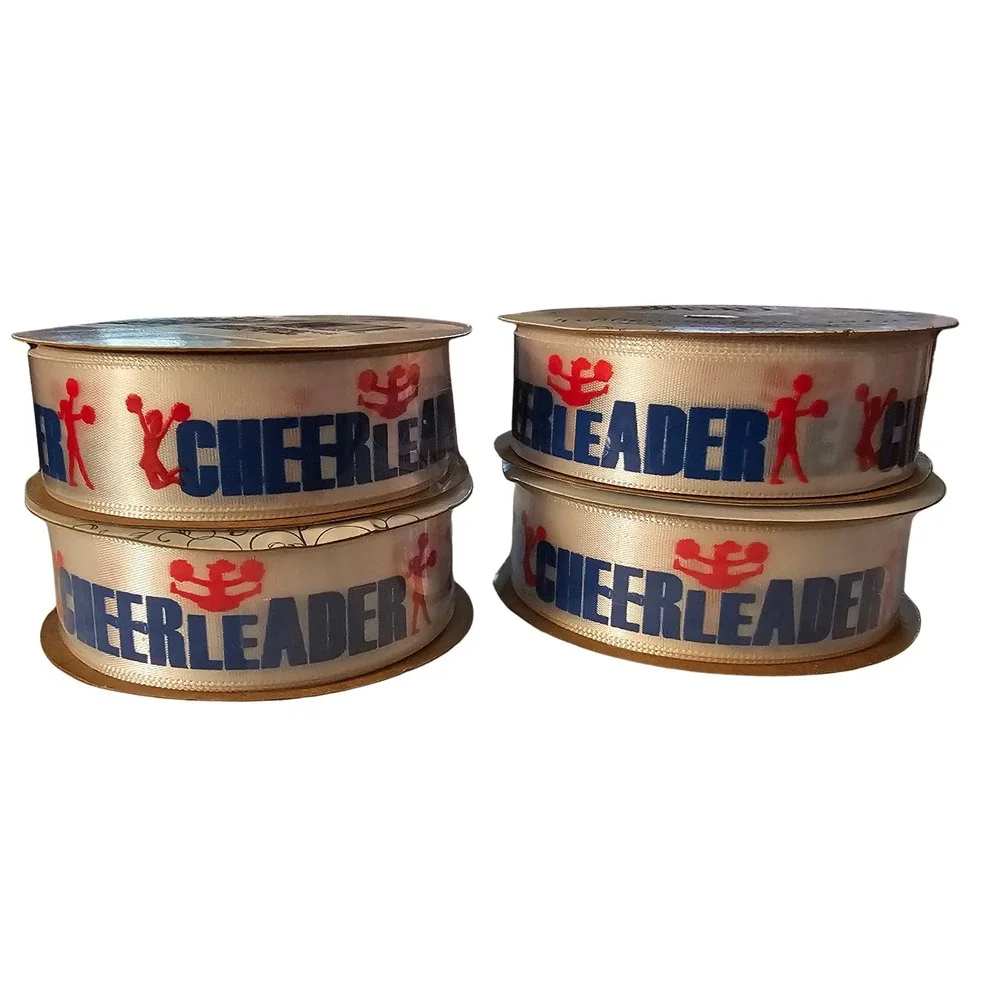 Offray Cheerleader Ribbon 7/8 Inch x 9 Feet‎ Red Blue White Lot of 4 Spools
